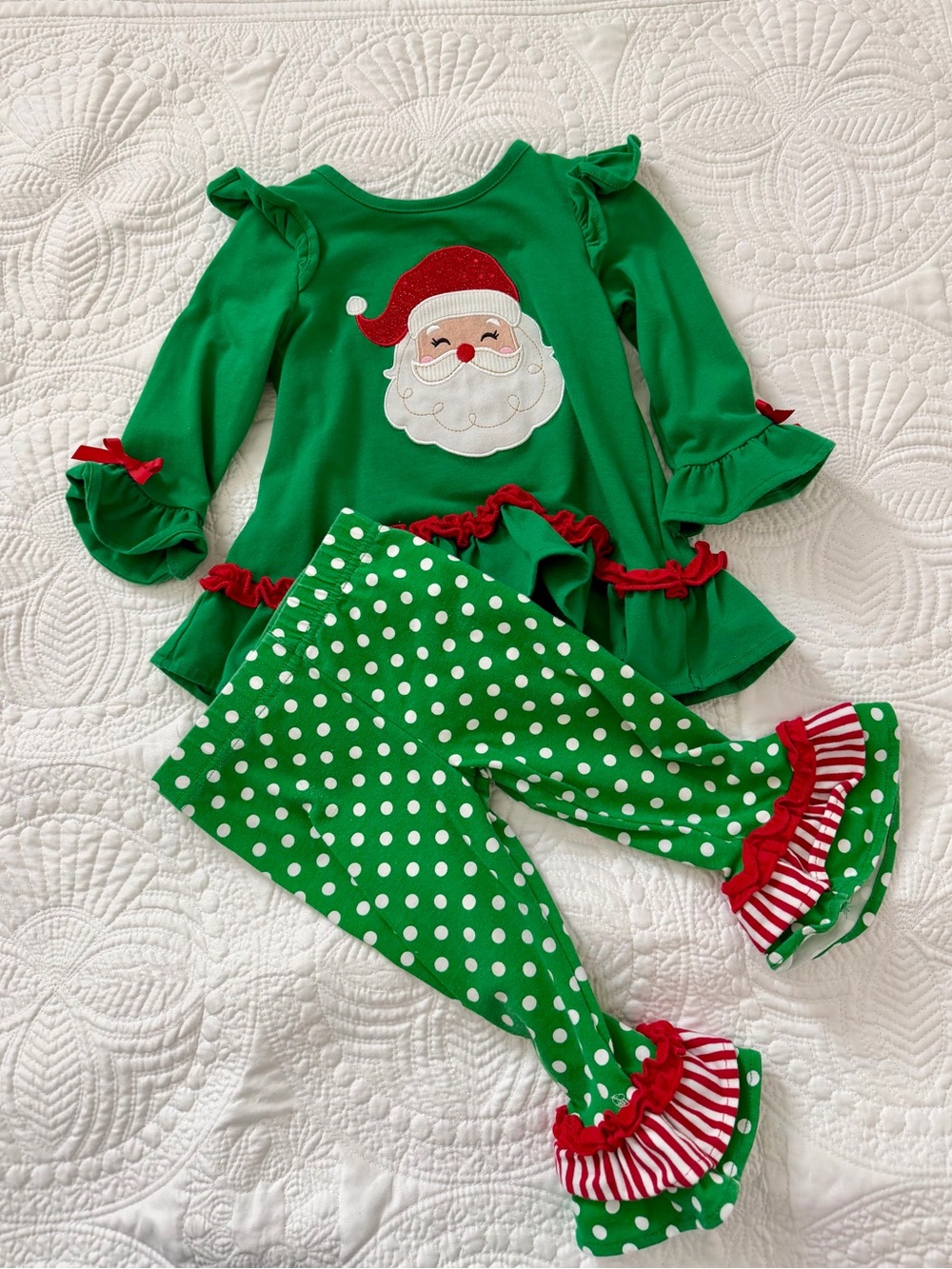 Rare Editions 18M Christmas Santa Ruffle Outfit Set